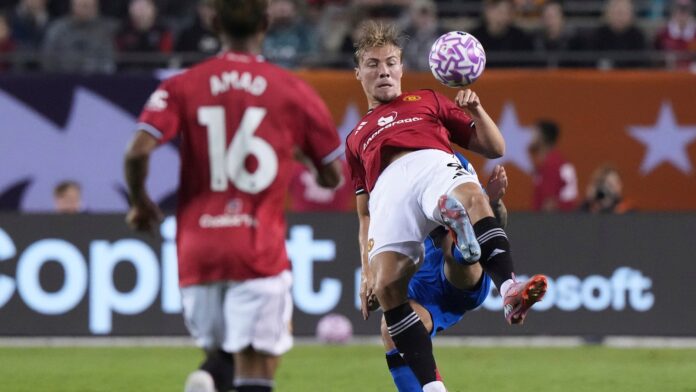 Hojlund excelled in hold-up play, made good incisive runs, pressed aggressively, especially the centre backs, and dropped deep when he needed, and most importantly, ruffled the net. (AP Photo)